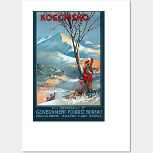 Vintage Travel Poster Kosciusko Australia Posters and Art